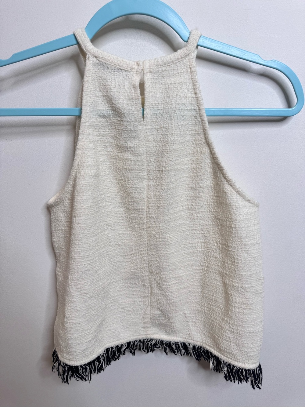 Zara Trafalic Cream Tank with Black Fringe Trim - Picture 2 of 2